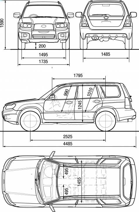 2003 Subaru Forester SUV blueprint