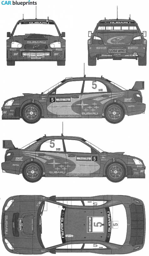 2005 Subaru Impreza WRC Rally Great Britain Sedan blueprint