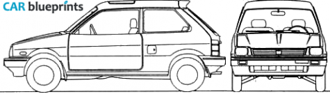 1987 Subaru Justy 3-door Hatchback blueprint