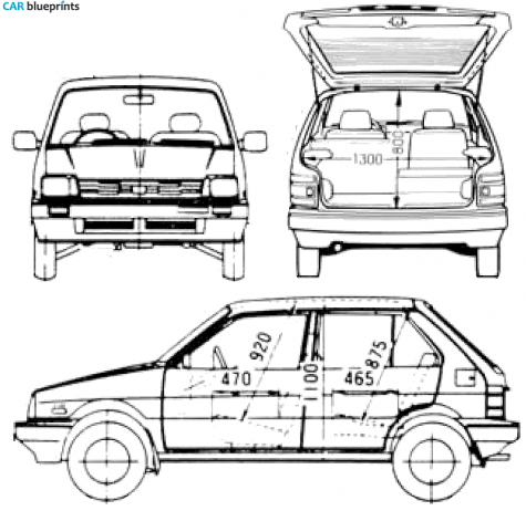 1987 Subaru Justy 5-door AWD Hatchback blueprint