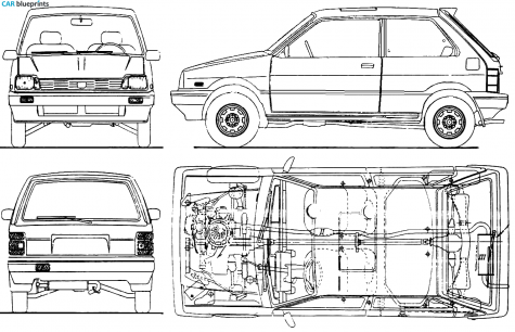 1984 Subaru Justy J10 3-door Hatchback blueprint