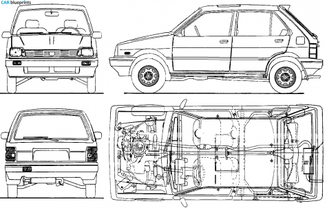 1984 Subaru Justy J10 5-door Hatchback blueprint