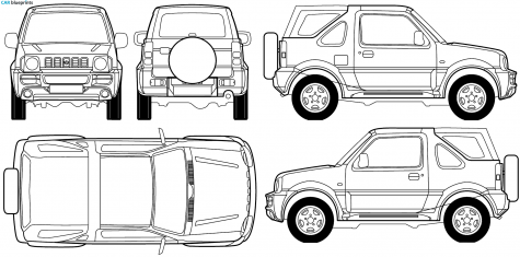 2007 Suzuki Jimmy Soft Top SUV blueprint