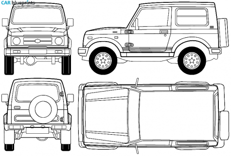 1982 Suzuki SJ410 Samurai Hardtop SUV blueprint