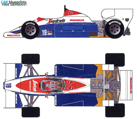 1984 Toleman TG184 Hart German GP F1 OW blueprint