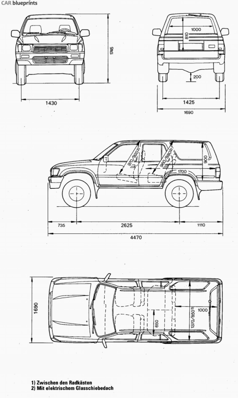 1991 Toyota Hilux Surf/4 Runner v6 SUV blueprint