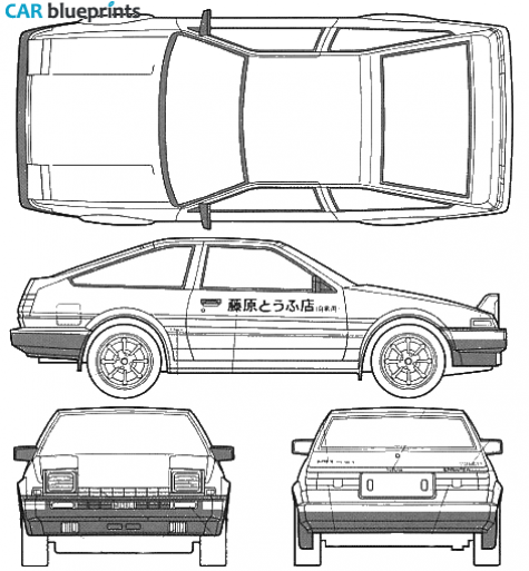 1986 Toyota AE86 Trueni Fujiwara Takumi Coupe blueprint