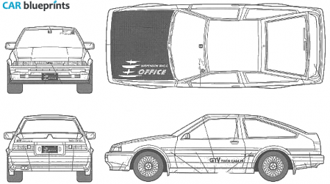 1986 Toyota Corolla Levin (AE86) Kei Office Coupe blueprint