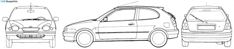 1998 Toyota Corolla VIII E110 3-door Hatchback blueprint