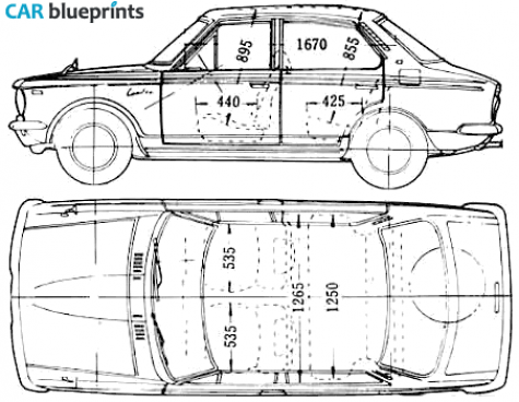 1970 Toyota Corolla MkI 4-door Sedan blueprint