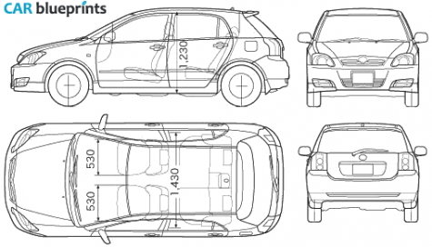 2005 Toyota Corolla Runx Hatchback blueprint