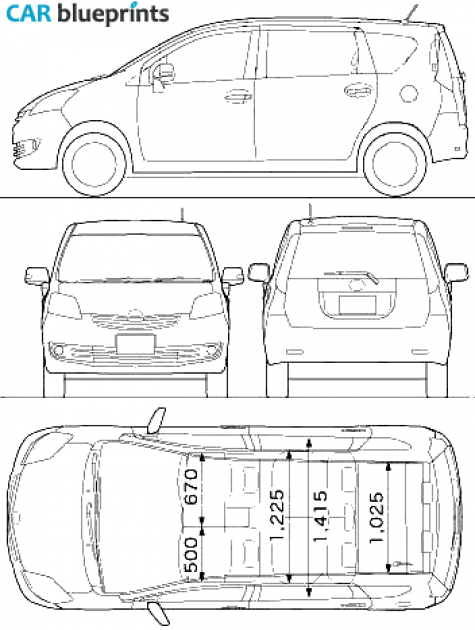 2009 Toyota Passo Sette Minivan blueprint