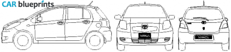 2007 Toyota Yaris II 5-door Hatchback blueprint