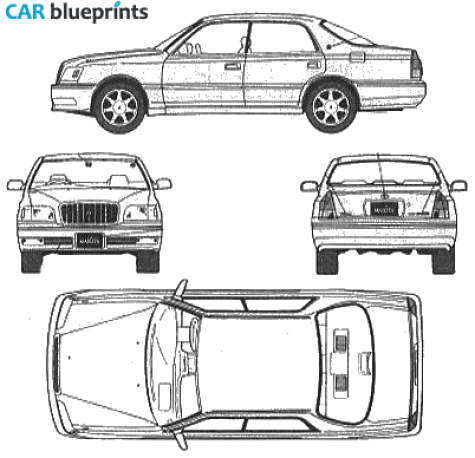 1998 Toyota Crown X Majesta UZS155 C-type Sedan blueprint