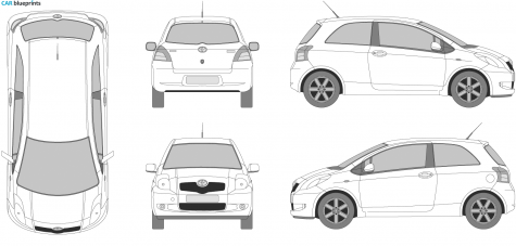 2008 Toyota Yaris II 3-door Hatchback blueprint