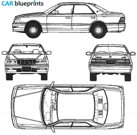 1999 Toyota Crown X Royal Saloog ZS155 G-type Sedan blueprint