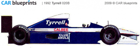 1992 Tyrrell 020B F1 OW blueprint