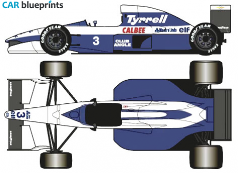 1992 Tyrrell 020B Ilmor F1 OW blueprint