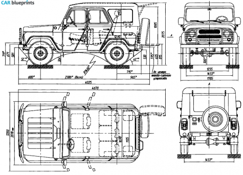 1984 UAZ 31514 SUV blueprint