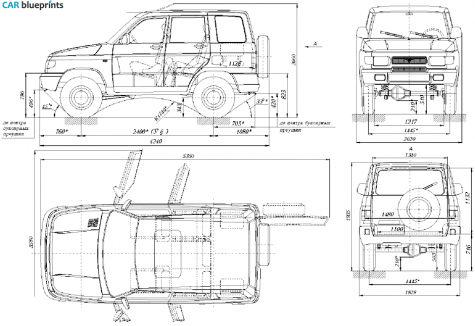 1997 UAZ 3160 SUV blueprint