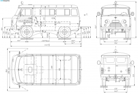 1965 UAZ 452 3962 Ambulance Van blueprint