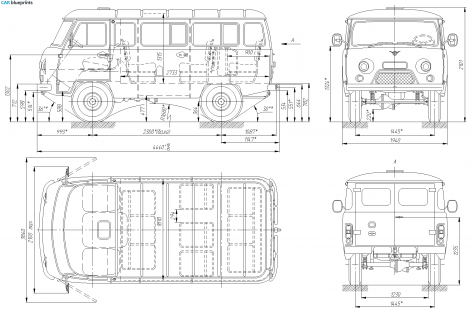 1965 UAZ 452 Bus blueprint