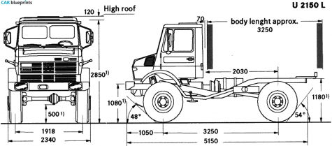 Unimog U2150 L Truck blueprint