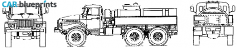 1961 Ural 375D Fuel Tanker Truck blueprint