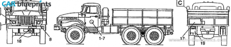 1961 Ural 375D Truck blueprint