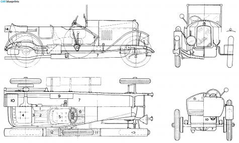 1924 Vauxhall 30/98 E-Type Cabriolet blueprint