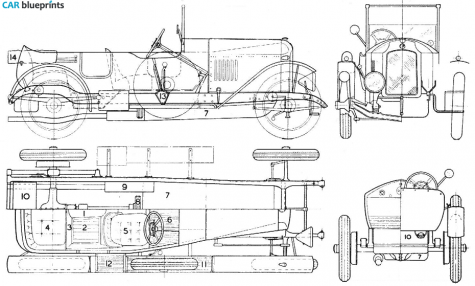 1925 Vauxhall 30/98 E-type Sedan blueprint