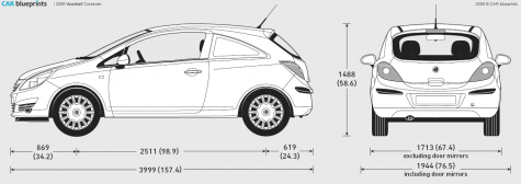 2009 Vauxhall Corsavan Van blueprint