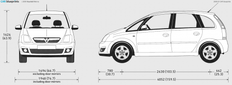 2009 Vauxhall Meriva Minivan blueprint