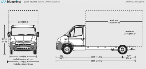 2009 Vauxhall Movano LWB Chassis Cab Truck blueprint