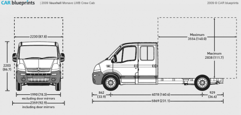 2009 Vauxhall Movano LWB Crew Cab Truck blueprint