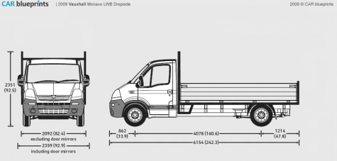 2009 Vauxhall Movano LWB Dropside Truck blueprint