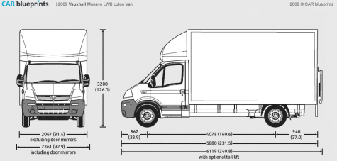 2009 Vauxhall Movano LWB Luton Van blueprint