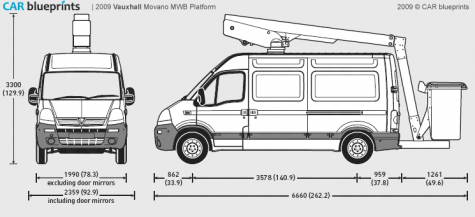 2009 Vauxhall Movano MWB Platform Van blueprint