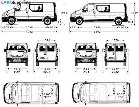 2001 Vauxhall Vivaro Double Cab Van blueprint