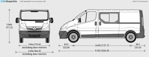 2009 Vauxhall Vivaro Doublecab LWB Van blueprint