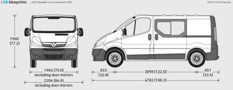 2009 Vauxhall Vivaro Doublecab SWB Van blueprint