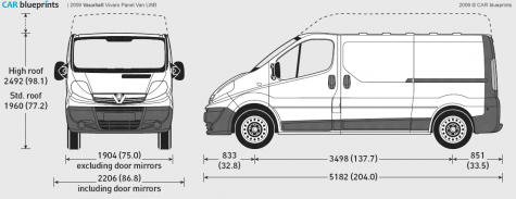 2009 Vauxhall Vivaro LWB Panel Van blueprint