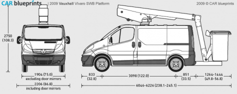 2009 Vauxhall Vivaro SWB Platform Van blueprint