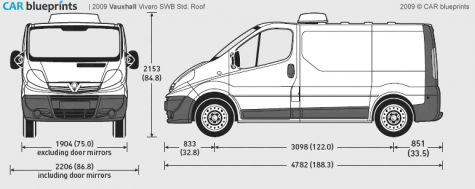 2009 Vauxhall Vivaro SWB Std Roof Van blueprint