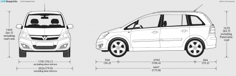 Car Blueprints Vauxhall Zafira Blueprints Vector Drawings Clipart And Pdf Templates