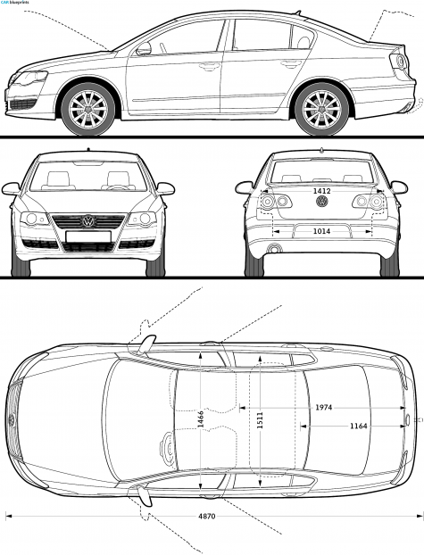 2009 Volkswagen Passat VI (Mk6/B6) Sedan blueprint