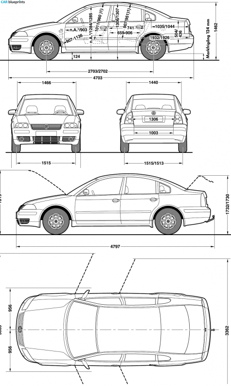 2001 Volkswagen Passat V (Mk5/B5.5) Sedan blueprint