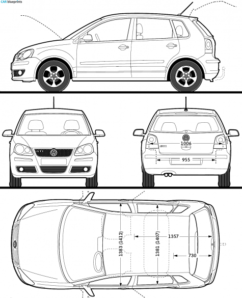 2008 Volkswagen Polo GTI 5-door Hatchback blueprint