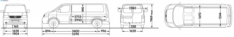 2004 Volkswagen Transporter T5 Panel Van LWB Low Roof Van blueprint