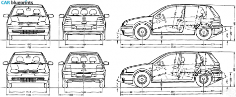 1997 Volkswagen Golf IV 3-5 doors Hatchback blueprint